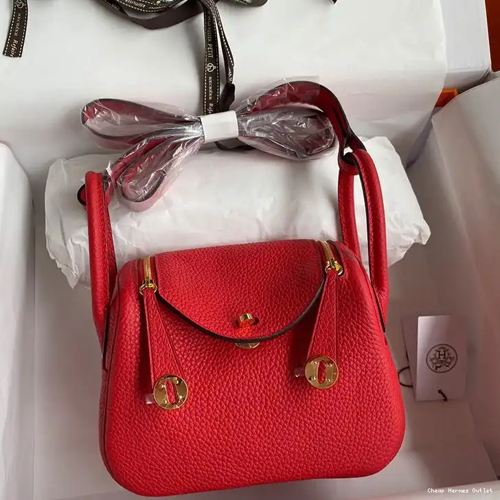 Lindy Leather Hermes Togo In Gold Hardware Bag Red Mini 0508